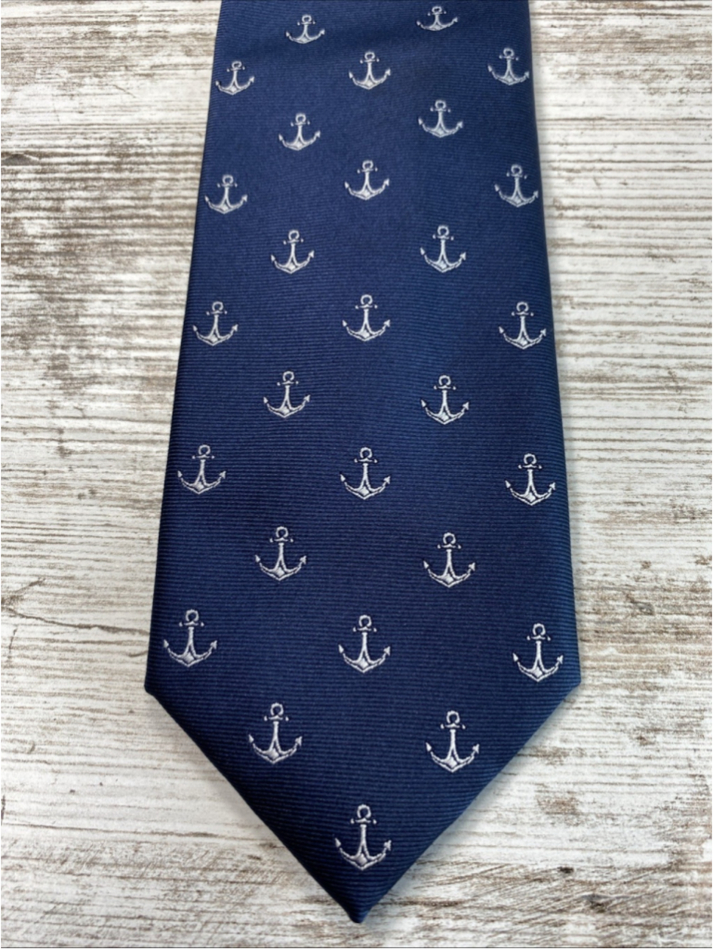 Nautica Mens Tie Navy Blue Silver Anchor Nautical Maritime Polyester 58 x 3.1